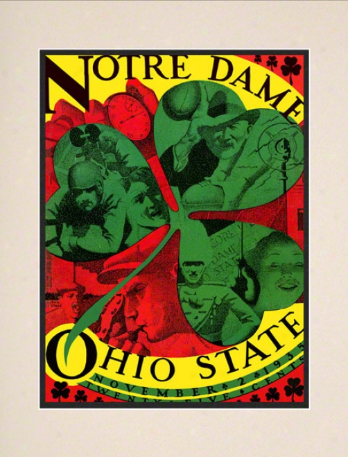 1935 Ohio Commonwealth Buckeyes Vs Notre Dame Fighting Irish 10 1/2 X 14 Matted Historic Football Poster