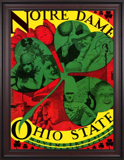 1935 Ohio State Buckeyes Vs Notre Dame Fighting Irish 36 X 48 Framed Canvas Historic Footbalk Placard