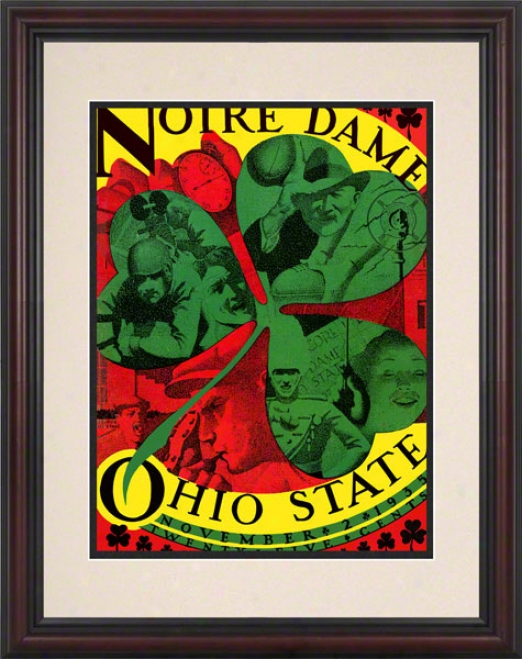 1935 Ohio State Buckeyes Vs Notre Mistress Fighting Irish 8.5 X 11 Framed Historic Footblal Poster