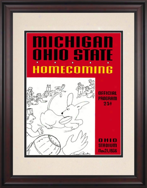 1936 Ohio Pomp Buckeyes Vs. Michigan Wolverines 10.5x14 Framed Historic Football Print