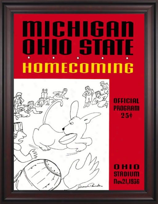 1936 Ohio State Buckeyes Vs. Michigan Wolverines 36 X 48 Framed Canvas Historic Football Calico