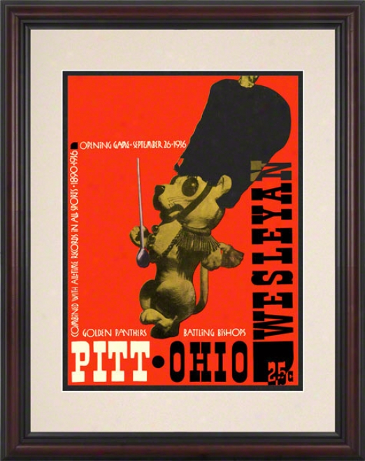 1936 Pitt Vs. Ohio Wesleyan 8.5 X 11 Framed Historic Football Print