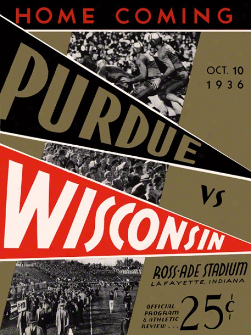 1936 Purdue Vs. Wisconsin 22 X 30 Canvas Historic Football Print