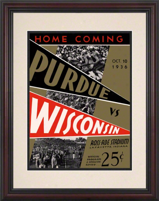 1936 Purdue Vs. Wisconsin 8.5 X 11 Framed Historic Football Print