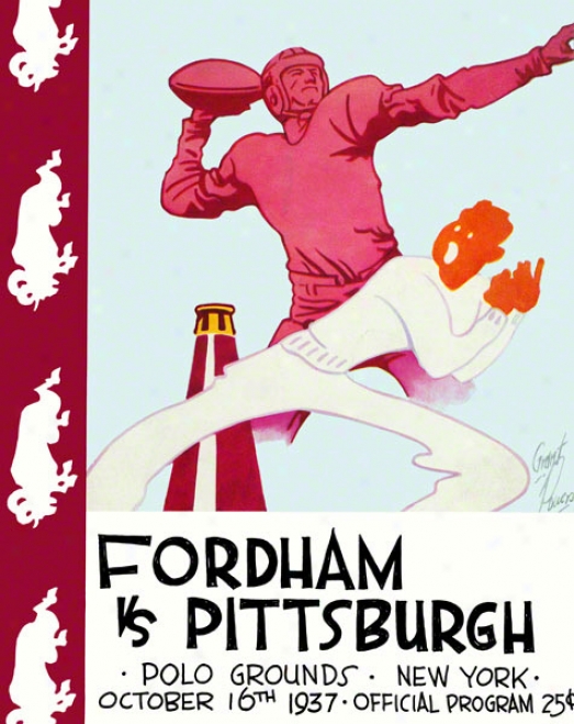1937 Fordham Vs. Pitt 22 X 30 Canvas Historic Football Print