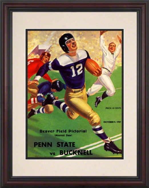 1937 Penn State Nittany Lions Vs Bucknell Bison 8.5 X 11 Framed Historic Football Poster