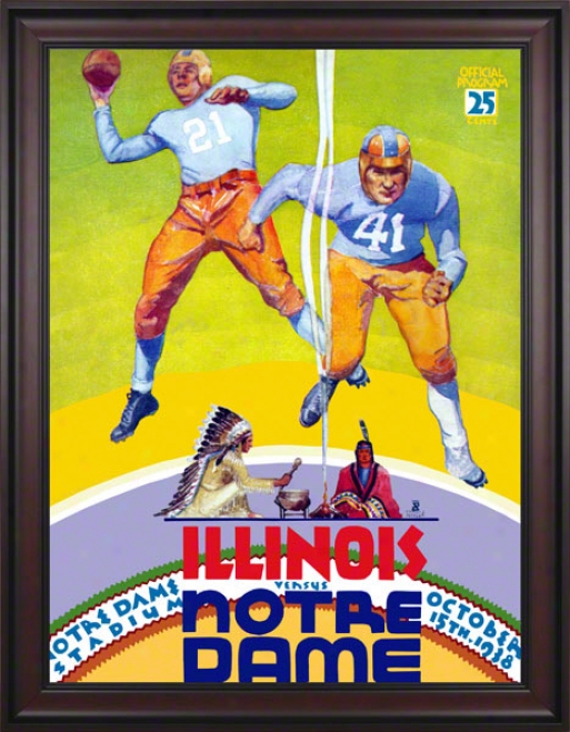 1938 Notre Dame Fighting Irish Vs Illinois Fighting Illini 36 X 48 Framed Canvas Historic Football Poster