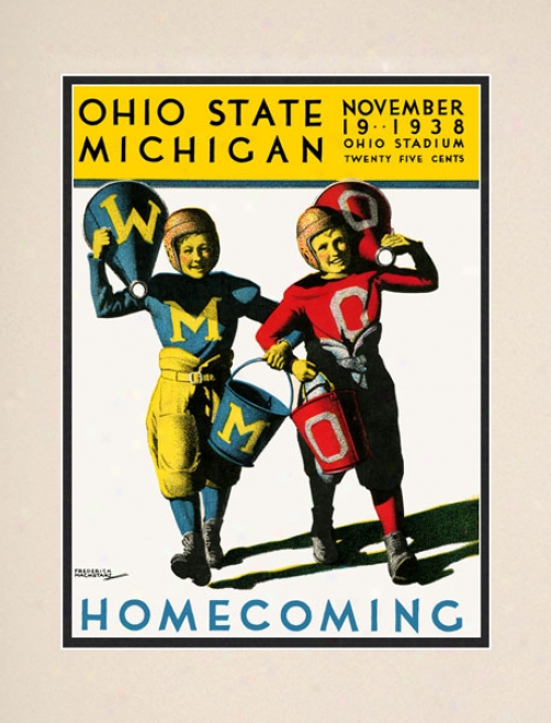 1938 Ohio State Buckeyes Vs. Michigan Wolverines 10.5x14 Matted Historic Football Print