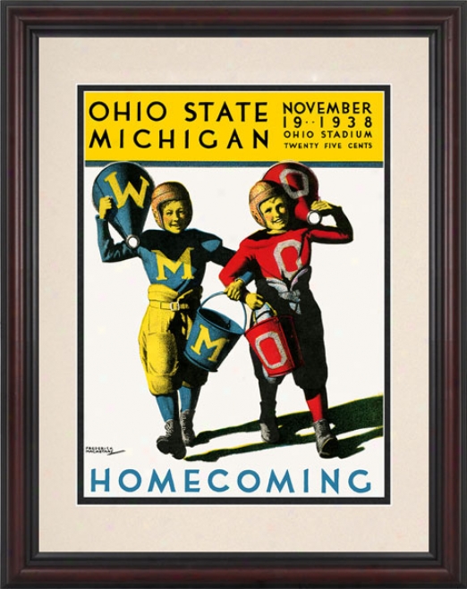 1938 Ohio State Buckeyes Vs. Michigan Wolverines 8.5 X 11 Framed Historic Football Print