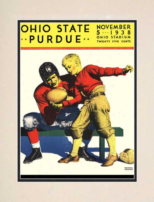 1938 Oho State Buckeyes Vs. Purdue Boilsrrmakers 10.5x14 Matted Historic Football Print