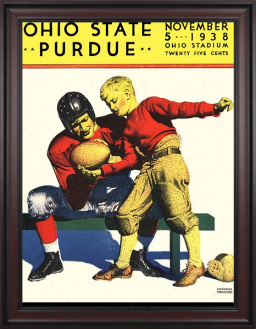 1938 Ohio State Buckeyes Vs. Purdue Boilermakers 36 X 48 Framed Canvas Historic Football Print