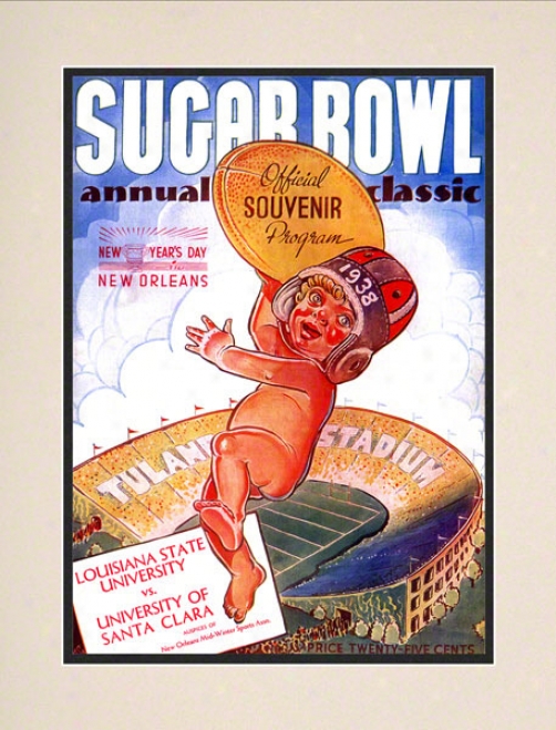 1938 Santa Clara Vs. Lsu 10.5x14 Matted Historic Football Print