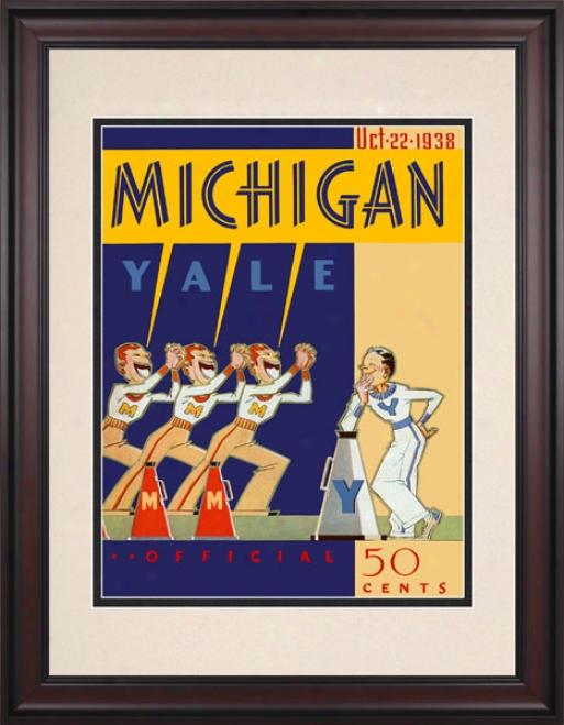 1938 Yale Bulldogs Vs. Michigan Wolverines 10.5x14 Framed Historic Football Print