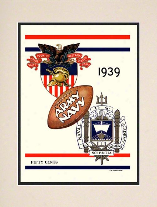 1939 Army Vs Navy 10.5x14 Matted Historic Football Print