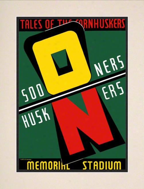 1939 Nebraska Vs Oklahoma 10.5x14 Matted Historic Football Print