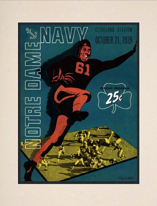 1939 Notre Dame Fighting Irish Vs Ships Midshipmen 10 1/2 X 14 Mattd Historic Football Poster