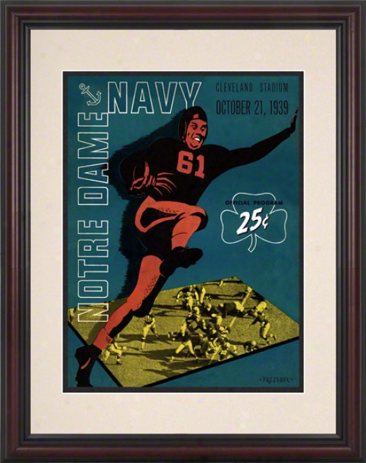 1939 Notre Dame Fighting Irish Vs Navy Midshipmen 8.5 X 11 Framed Historic Football Poster