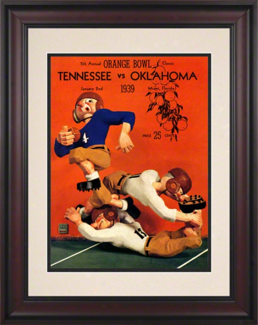 1939 Tennessee Vs Oklahoka 10.5x14 Framed Historic Football Print