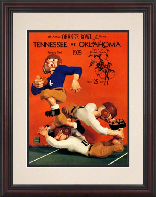 1939 Tennessee Vs Oklahoma 8.5 X 11 Framed Historic Football Print