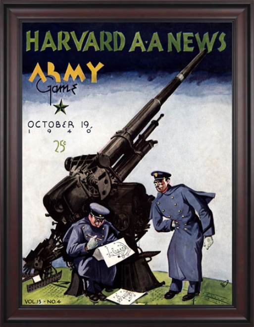 1940 Harvard Crimson Vs. Army Black Knights 36 X 48 Framed Canvas Historic Football Print