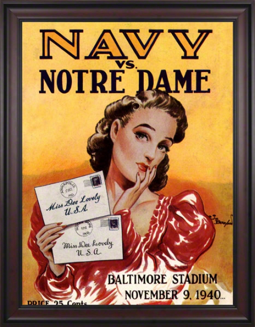 1940 Navy Midshipmen Vs Notre Dame Fighting Irish 36 X 48 Framed Canvas Historic Football Poster