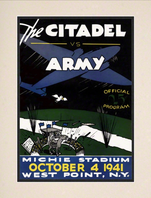 1941 Army Vs. Citadel 10.5x14 Matted Historic Football Print