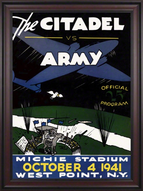 1941 Army Vs. Citsdel 36 X 48 Framed Canvas Historic Football Print