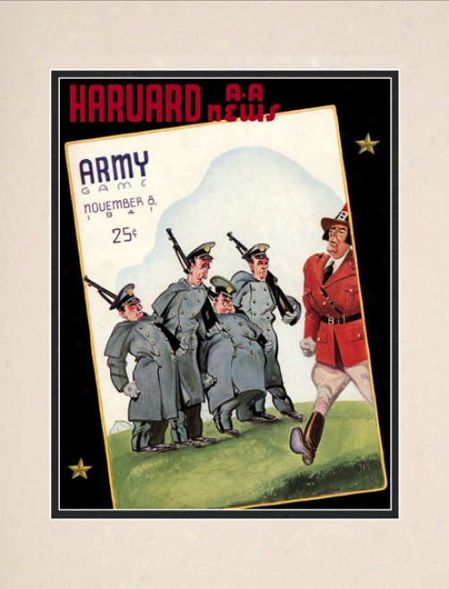 1941 Harvard Crimson Vs. Army Black Knights 10.5x14 Matted Historic Football Print