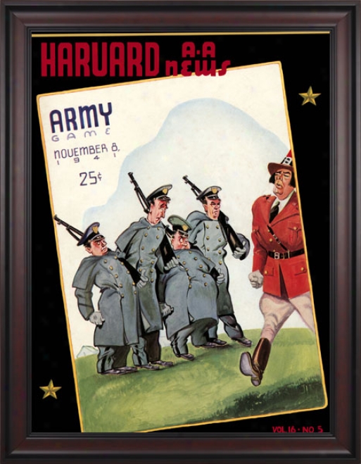 1941 Harvard Crimson Vs. Army Black Knights 36 X 48 Framed Canvas Historic Football Print