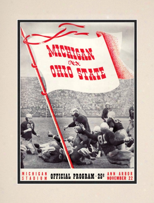 1941 Michigan Wolverines Vs. Ohio State uBckeyes 10.5x14 Matted Historic Football Print