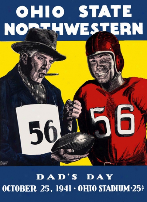 1941 Ohio State Buckeyes Vs. Northwestern Wildcats 36 X 48 Canvas Historic Football Print