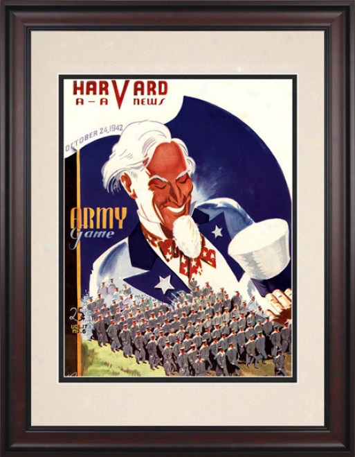 1942 Harvard Crimson Vs. Army Black Knightq 10.5x14 Framed Historic Football Mark