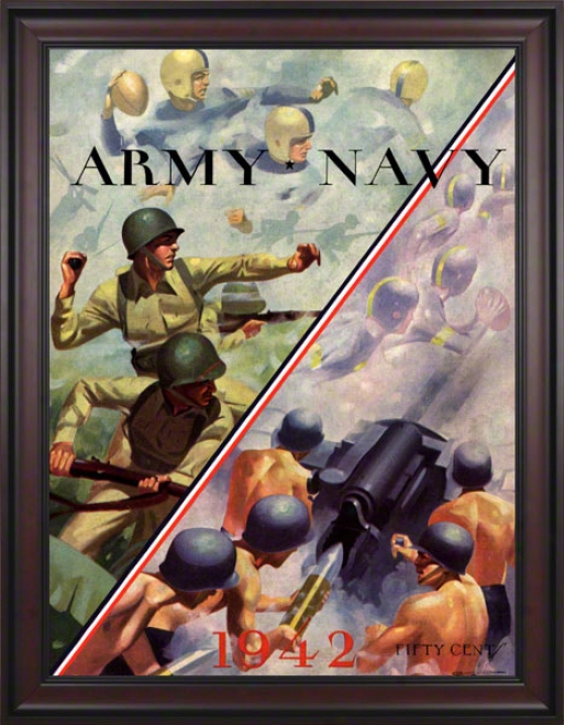 1942 Navy Vs. Army 36 X 48 Framed Canvas Hisyoric Football Print