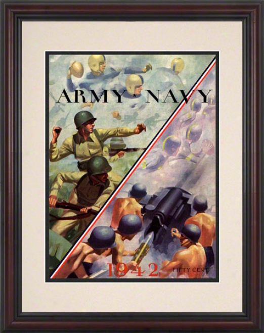 1942 Ships Vs. Army 8.5 X 11 Framed Historic Foptball Print