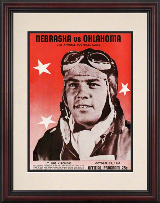 1942 Oklahoma Vs Nebraska 8.5 X 11 Framed Historic Football Print