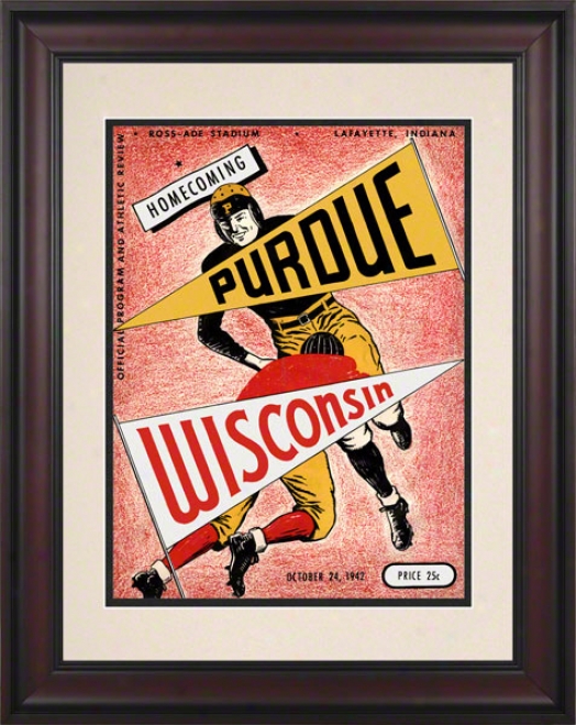 1942 Purdue Vs. Wisconsin 10.5x14 Framed Historic Football Print