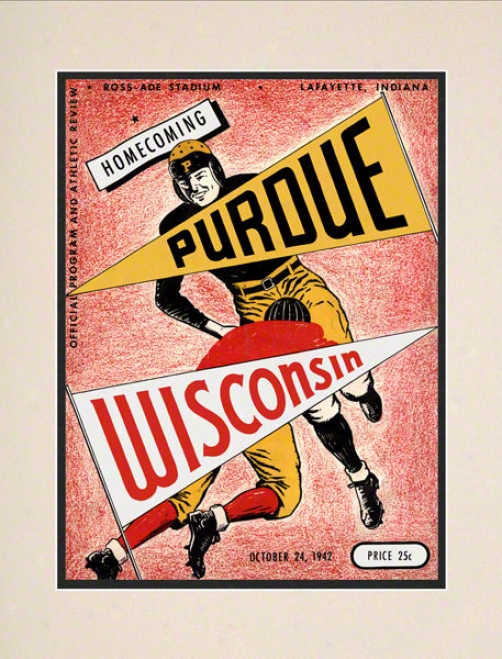 1942 Purdue Vs. Wisconsin 10.5x14 Matted Historic Football Print