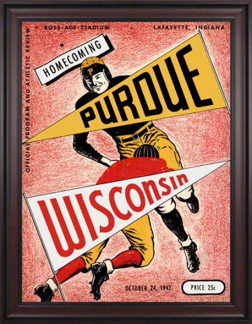 1942 Purdue Vs. Wisconsin 36 X 48 Framed Canvas Historic Football Print
