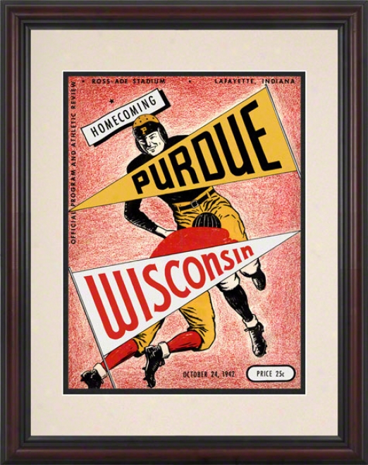 1942 Purdue Vs. Wisconsin 8.5 X 11 Framed Historic Football Print