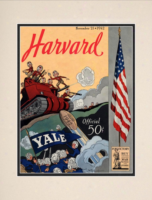 1942 Yale Bulldogs Vs. Harvard Crimson 10.5x14 Matted Historic Football Print