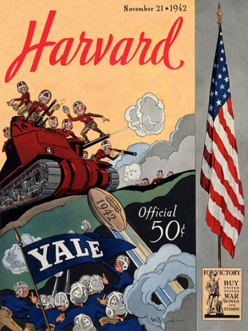 1942 Yale Bulldogs Vs. Harvarrd Crimson 36 X 48 Camvas Historic Football Print