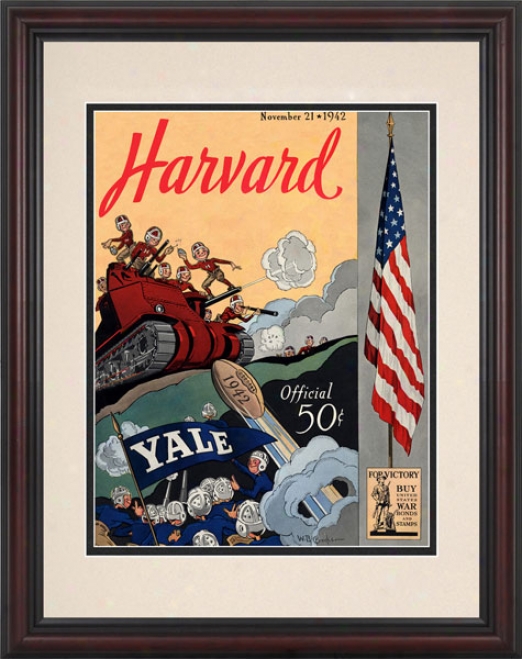 1942 Yale Bulldogs Vs. Harvard Crimson 8.5 X 11 Framed Historic Football Print