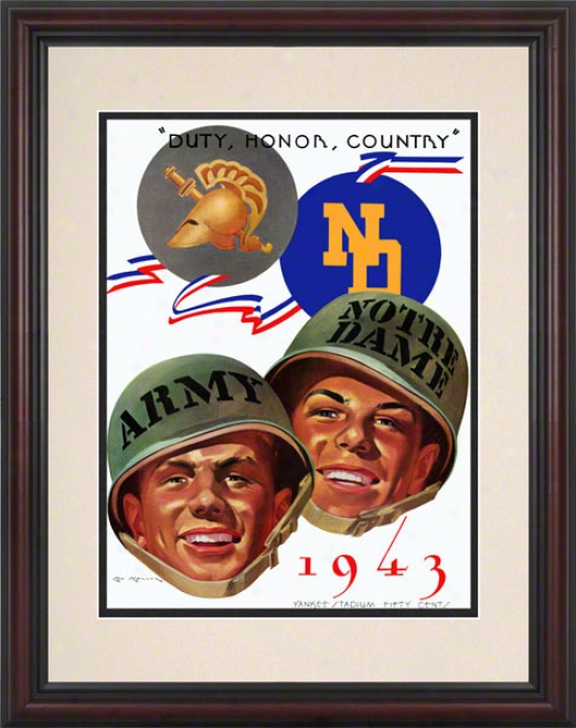 1943 Army Black Knights Vs Notre Dame Fighting Irish 8.5 X 11 Framed Historic Football Poster