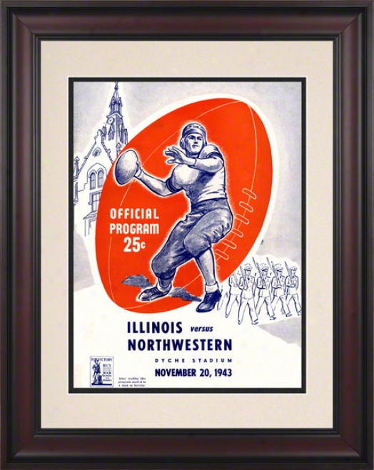 1943 Northqestern Vs. Illinois 10.5x14 Framed Historic Football Print