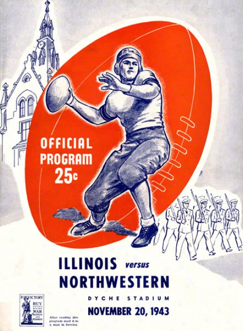 1943 Northwestern Vs. Illinois 22 X 30 Canvas Historic Football Print