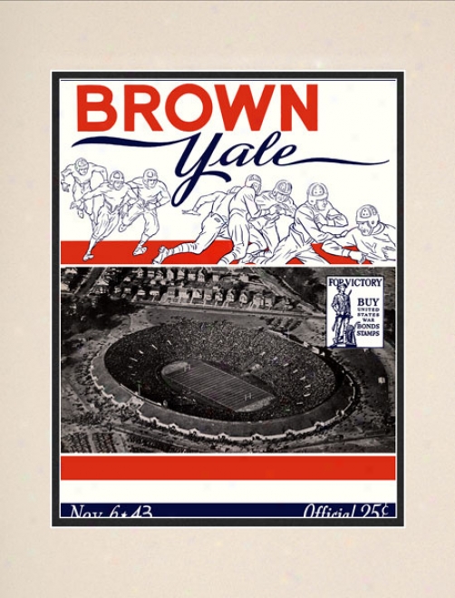 1943 Yale Bulldogs Vs. Brown Bears 10.5x14 Matted Historic Football Print