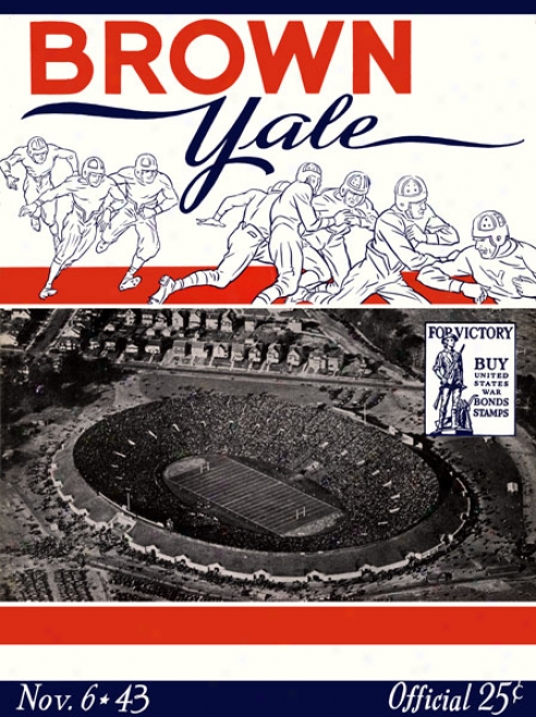 1943 Yale Bulldogs Vs. Brown Bears 22 X 30 Canvas Hiqtoric Football Print