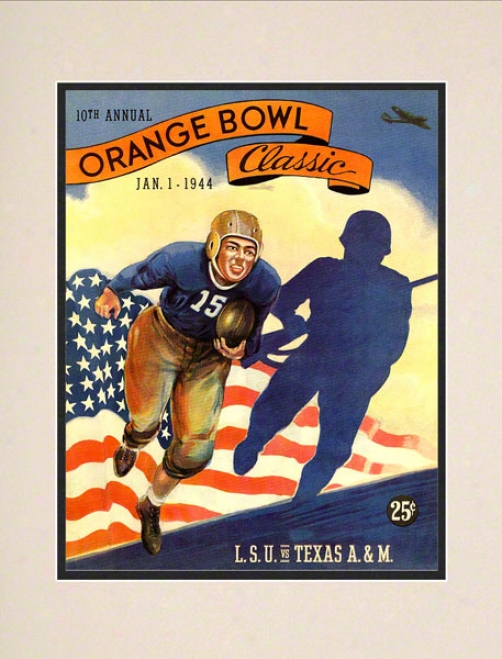 1944 Lsu Vs. Texas A&m 10.5x14 Matted Histori Football Print