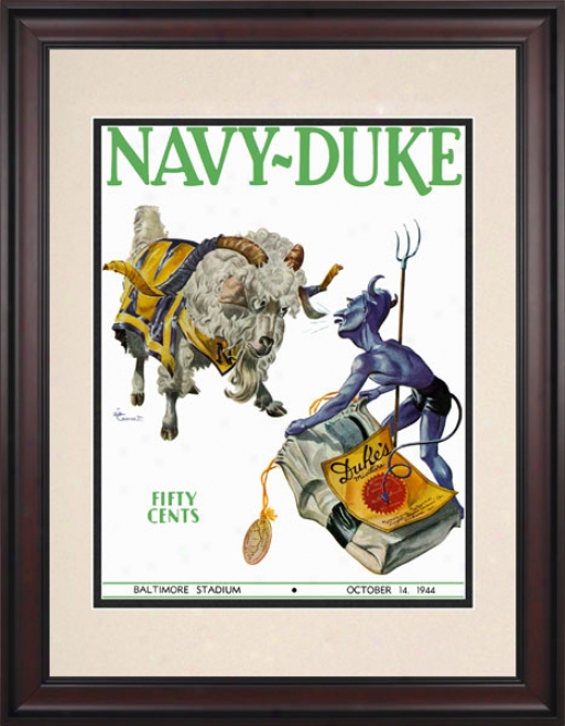 1944 Navy Midshipmen Vs. Duke Blue De\/ils 10.5x14 Framed Historic Football Print