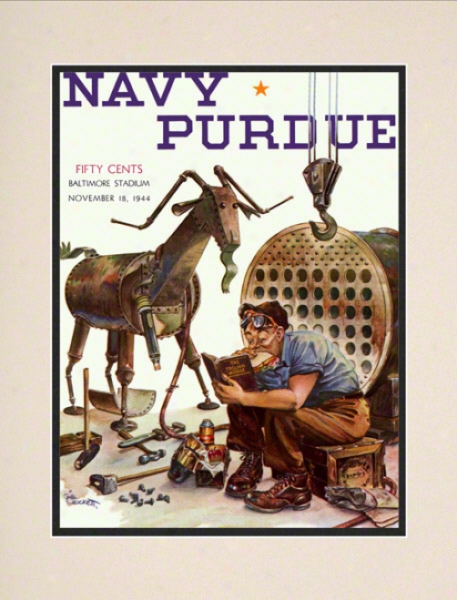 1944 Navy Vs. Purdue 10.5x14 Matted Historic Football Print